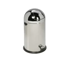 PROREGAL Klassischer Abfallsammler Mit Einwurfklappe Inneneinsatz Fußpedal 22 Liter HxBxT 64 x 40 x 40 cm Edelstahl Silber