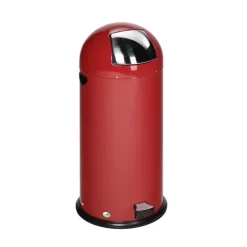PROREGAL Klassischer Abfallsammler Mit Einwurfklappe Inneneinsatz Fußpedal 52 Liter HxBxT 88 x 46,5 x 46,5 cm Verzinkter Stahl Rot