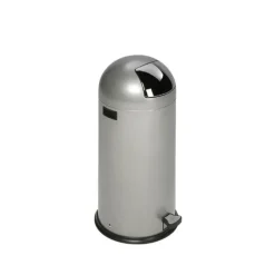 PROREGAL Klassischer Abfallsammler Mit Einwurfklappe Inneneinsatz Fußpedal 52 Liter HxBxT 88 x 46,5 x 46,5 cm Verzinkter Stahl Silber