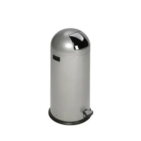 PROREGAL Klassischer Abfallsammler Mit Einwurfklappe Inneneinsatz Fußpedal 52 Liter HxBxT 88 x 46,5 x 46,5 cm Verzinkter Stahl Silber