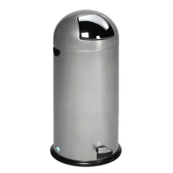 PROREGAL Klassischer Abfallsammler Mit Einwurfklappe Inneneinsatz Fußpedal 52 Liter HxBxT 88 x 46,5 x 46,5 cm Verzinkter Stahl Silber