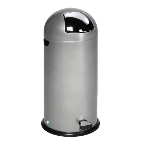 PROREGAL Klassischer Abfallsammler Mit Einwurfklappe Inneneinsatz Fußpedal 52 Liter HxBxT 88 x 46,5 x 46,5 cm Verzinkter Stahl Silber