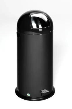PROREGAL Klassischer Abfallsammler Mit Einwurfklappe Inneneinsatz Fußpedal 52 Liter HxBxT 88 x 46,5 x 46,5 cm Verzinkter Stahl Schwarz