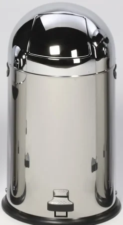 PROREGAL Klassischer Abfallsammler Mit Einwurfklappe Inneneinsatz Fußpedal 33 Liter HxBxT 69 x 42,5 x 42,5 cm Edelstahl Silber