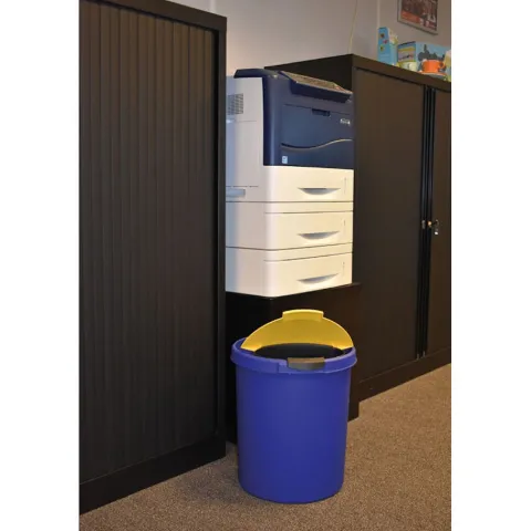PROREGAL Klassischer Runder Papierkorb Aus Kunststoff 30 Liter HxØ 41 x 37,5 cm Blau