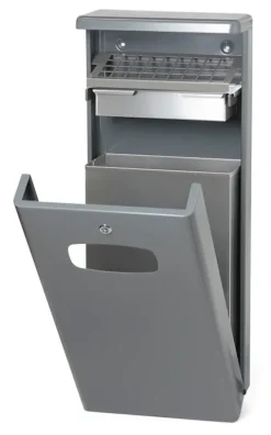 PROREGAL Kombiascher Mit Bedachung Für Den Außenberreich 32 Liter HxBxT 95 x 40 x 19 cm AlumInium Grau