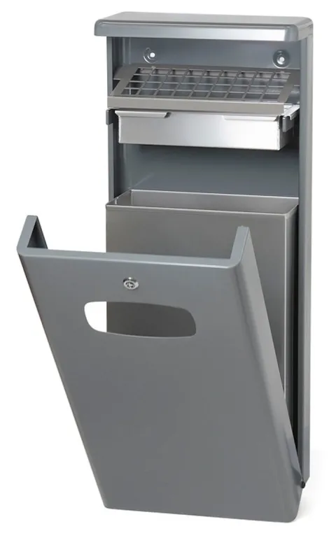 PROREGAL Kombiascher Mit Bedachung Für Den Außenberreich 32 Liter HxBxT 95 x 40 x 19 cm AlumInium Grau