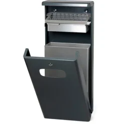 PROREGAL Kombiascher Mit Bedachung Für Den Außenberreich 32 Liter HxBxT 95 x 40 x 19 cm AlumInium Anthrazit