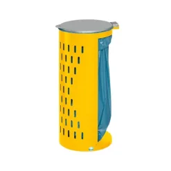 PROREGAL Kompakter Abfallsammler Gelocht Mit Deckel 35 cm Einfüllöffnung HxBxT 85 x 44 x 44 cm Stahl Gelb