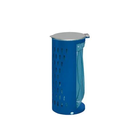 PROREGAL Kompakter Abfallsammler Gelocht Mit Deckel 35 cm Einfüllöffnung HxBxT 85 x 44 x 44 cm Stahl Blau