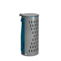 PROREGAL Kompakter Abfallsammler Gelocht Mit Deckel 35 cm Einfüllöffnung HxBxT 85 x 44 x 44 cm Stahl Silber