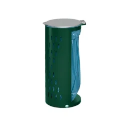 PROREGAL Kompakter Abfallsammler Gelocht Mit Deckel 35 cm Einfüllöffnung HxBxT 85 x 44 x 44 cm Stahl Grün