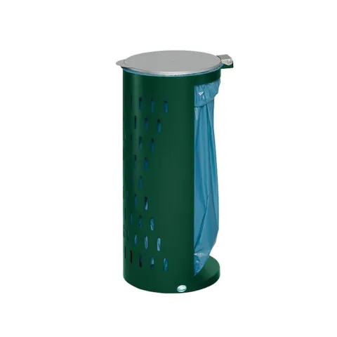 PROREGAL Kompakter Abfallsammler Gelocht Mit Deckel 35 cm Einfüllöffnung HxBxT 85 x 44 x 44 cm Stahl Grün