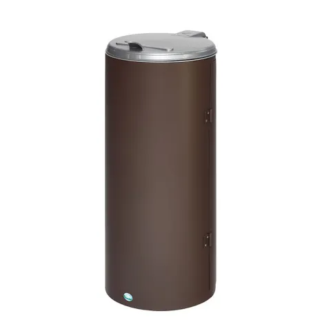 PROREGAL Kompakter Abfallsammler Junior Mit Deckel Einflügeltür 35 cm Einfüllöffnung HxBxT 90 x 45 x 45 cm Stahl Braun