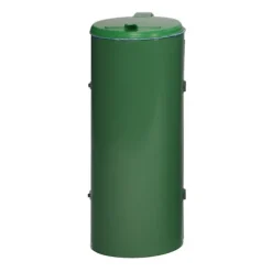 PROREGAL Kompakter Abfallsammler Junior Mit Deckel Einflügeltür 35 cm Einfüllöffnung HxBxT 90 x 45 x 45 cm Stahl Grün