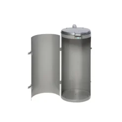 PROREGAL Kompakter Abfallsammler Junior Mit Deckel Einflügeltür 35 cm Einfüllöffnung HxBxT 90 x 45 x 45 cm Stahl Silber