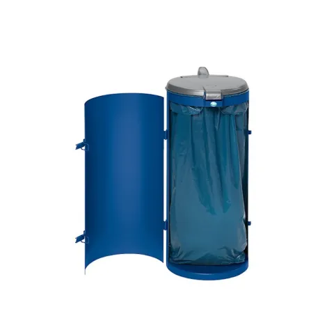 PROREGAL Kompakter Abfallsammler Junior Mit Deckel Einflügeltür 35 cm Einfüllöffnung HxBxT 90 x 45 x 45 cm Stahl Blau