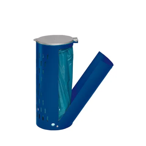 PROREGAL Kompakter Abfallsammler Gelocht Mit Deckel Klapptür 35 cm Einfüllöffnung HxBxT 85 x 44 x 44 cm Stahl Blau