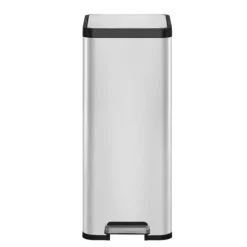 PROREGAL Kompakter und Funktionaler Treteimer Aus Mattgrauem Edelstahl 30 Liter HxBxT 66,5 x 32,1 x 37,3 cm Silber