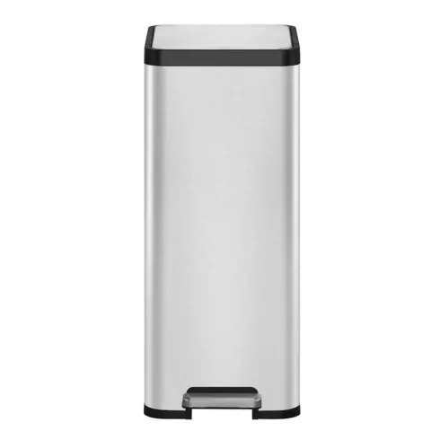 PROREGAL Kompakter und Funktionaler Treteimer Aus Mattgrauem Edelstahl 30 Liter HxBxT 66,5 x 32,1 x 37,3 cm Silber