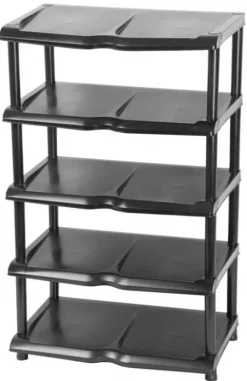 PROREGAL Kunststoffschuhregal Oxford 5 Ebenen HxBxT 86x48x30,5cm Schwarz