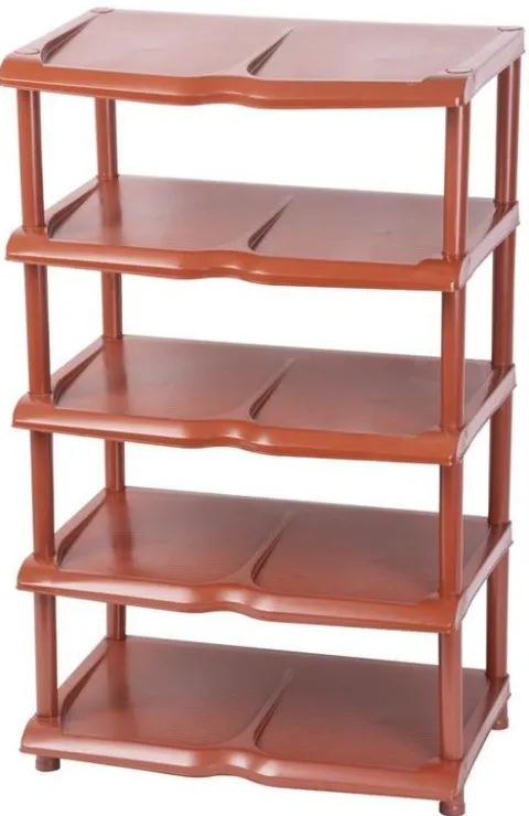 PROREGAL Kunststoffschuhregal Oxford 5 Ebenen HxBxT 86x48x30,5cm Braun