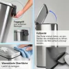 PROREGAL Mülleimer Küche Bad 50L, Abfalleimer mit Softclose & Stay-Open Deckel, Fußpedal & Inneneimer | Stahl, Silber | rechteckiger Treteimer mit Inneneimer, Tretmülleimer 50 Liter