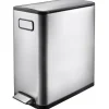 PROREGAL Modern Designter Treteimer Zur Abfallscheidung Aus Gebürstetem Edelstahl 20 Liter HxBxT 46,5 x 25 x 37,5 cm Edelstahl