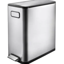 PROREGAL Modern Designter Treteimer Zur Abfallscheidung Aus Gebürstetem Edelstahl 20 Liter HxBxT 46,5 x 25 x 37,5 cm Edelstahl