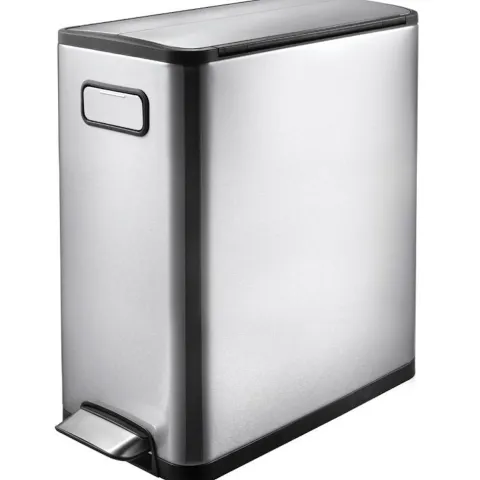 PROREGAL Modern Designter Treteimer Zur Abfallscheidung Aus Gebürstetem Edelstahl 20 Liter HxBxT 46,5 x 25 x 37,5 cm Edelstahl
