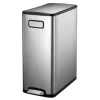 PROREGAL Modern Designter Treteimer Zur Abfallscheidung Aus Gebürstetem Edelstahl 30 Liter HxBxT 64,6 x 25,5 x 44,8 cm Edelstahl