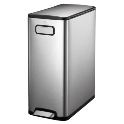 PROREGAL Modern Designter Treteimer Zur Abfallscheidung Aus Gebürstetem Edelstahl 30 Liter HxBxT 64,6 x 25,5 x 44,8 cm Edelstahl