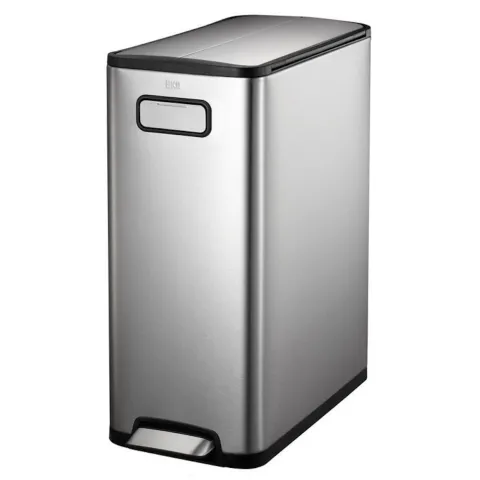 PROREGAL Modern Designter Treteimer Zur Abfallscheidung Aus Gebürstetem Edelstahl 30 Liter HxBxT 64,6 x 25,5 x 44,8 cm Edelstahl