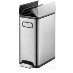 PROREGAL Modern Designter Treteimer Zur Abfallscheidung Aus Gebürstetem Edelstahl 30 Liter HxBxT 64,6 x 25,5 x 44,8 cm Edelstahl