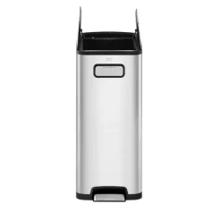 PROREGAL Modern Designter Treteimer Zur Abfallscheidung Aus Gebürstetem Edelstahl 30 Liter HxBxT 64,6 x 25,5 x 44,8 cm Edelstahl