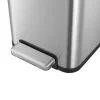 PROREGAL Modern Designter Treteimer Aus Gebürstetem Edelstahl 45 Liter 65 x 28 x 49,5 cm Kunststoff Inneneimer Silbe Deckel Schwarz