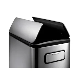 PROREGAL Modern Designter Treteimer Zur Abfallscheidung Aus Gebürstetem Edelstahl 45 Liter HxBxT 66 x 27,5 x 53,2 cm Edelstahl
