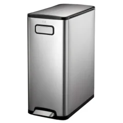 PROREGAL Modern Designter Treteimer Zur Abfallscheidung Aus Gebürstetem Edelstahl 40 Liter HxBxT 66 x 27,5 x 53,2 cm 2 KunststoffInneneimern Silber
