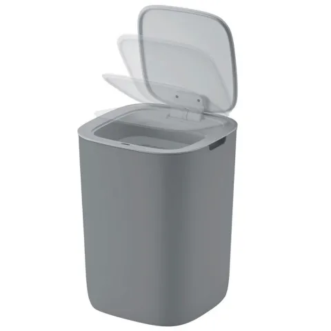 PROREGAL Moderner Quadratischer Abfalleimer Mit Smart Sensor 12 Liter HxBxT 33,7 x 35 x 25 cm Grau