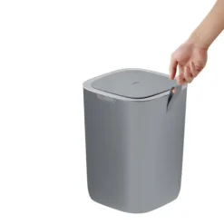PROREGAL Moderner Quadratischer Abfalleimer Mit Smart Sensor 12 Liter HxBxT 33,7 x 35 x 25 cm Grau