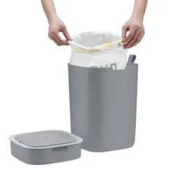 PROREGAL Moderner Quadratischer Abfalleimer Mit Smart Sensor 12 Liter HxBxT 33,7 x 35 x 25 cm Grau
