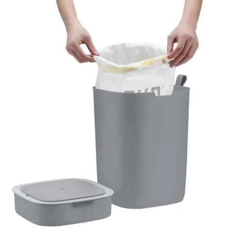 PROREGAL Moderner Quadratischer Abfalleimer Mit Smart Sensor 12 Liter HxBxT 33,7 x 35 x 25 cm Grau