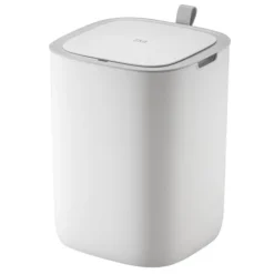 PROREGAL Moderner Quadratischer Abfalleimer Mit Smart Sensor 12 Liter HxBxT 33,7 x 35 x 25 cm Weiß
