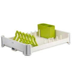 PROREGAL Praktischer Geschirrtrockner Aus Mattem Edelstahl & Kunststoff HxBxT 13 x 31 x 44,7cm Weiß