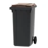 PROREGAL Premium 2 Rad Mülltonne Müllgroßbehälter 240 Liter HxBxT 107,9 x 58,3 x 73,7 cm & Kunststoff Grau Deckel Braun