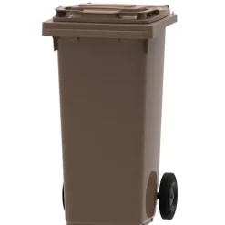 PROREGAL Premium 2 Rad Mülltonne Müllgroßbehälter 240 Liter HxBxT 107,9 x 58,3 x 73,7 cm & Kunststoff Grau Deckel Braun