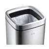 PROREGAL Quadratischer Abfalleimer Aus Mattem Edelstahl Mit Offenem Einwurf 12 Liter HxBxT 42,5 x 24 x 24 cm Silber