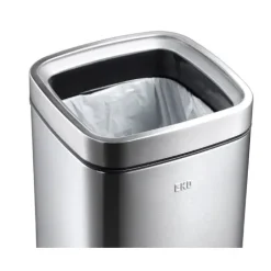 PROREGAL Quadratischer Abfalleimer Aus Mattem Edelstahl Mit Offenem Einwurf 12 Liter HxBxT 42,5 x 24 x 24 cm Silber