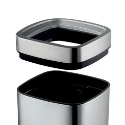 PROREGAL Quadratischer Abfalleimer Aus Mattem Edelstahl Mit Offenem Einwurf 12 Liter HxBxT 42,5 x 24 x 24 cm Silber