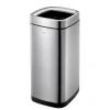 PROREGAL Quadratischer Abfalleimer Aus Mattem Edelstahl Mit Offenem Einwurf 35 Liter HxBxT 68,6 x 31,5 x 31,5 cm Silber